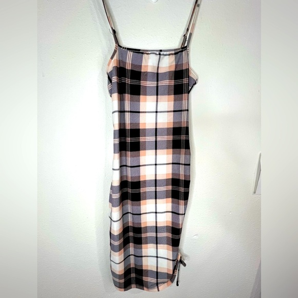 Justify Plaid Bodycon Mini Dress Spaghetti Straps Ruched Side Y2K Trendy Small - Picture 3 of 10